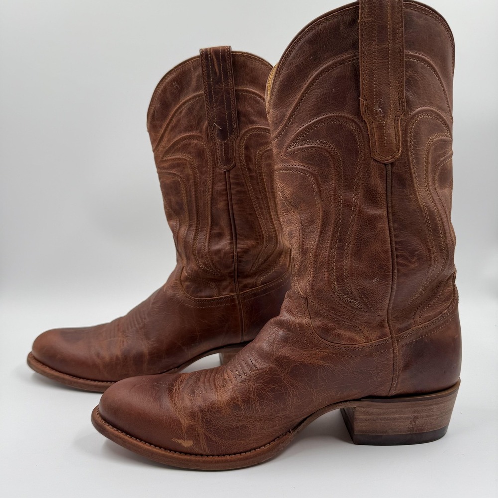 Tecovas Western Boots Mens Size 9D Brown Leather Cowboy Round Toe Pull On 1000 - Picture 2 of 16